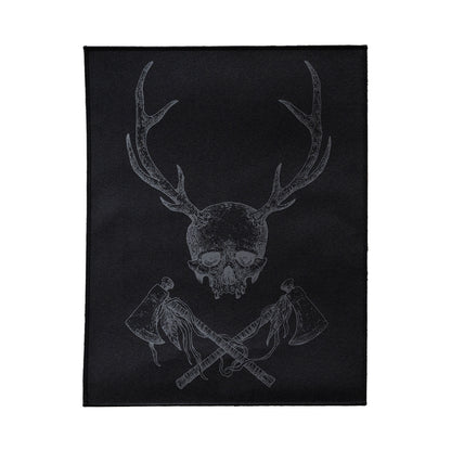Dark Silver Tomahawk Skull Back Patch