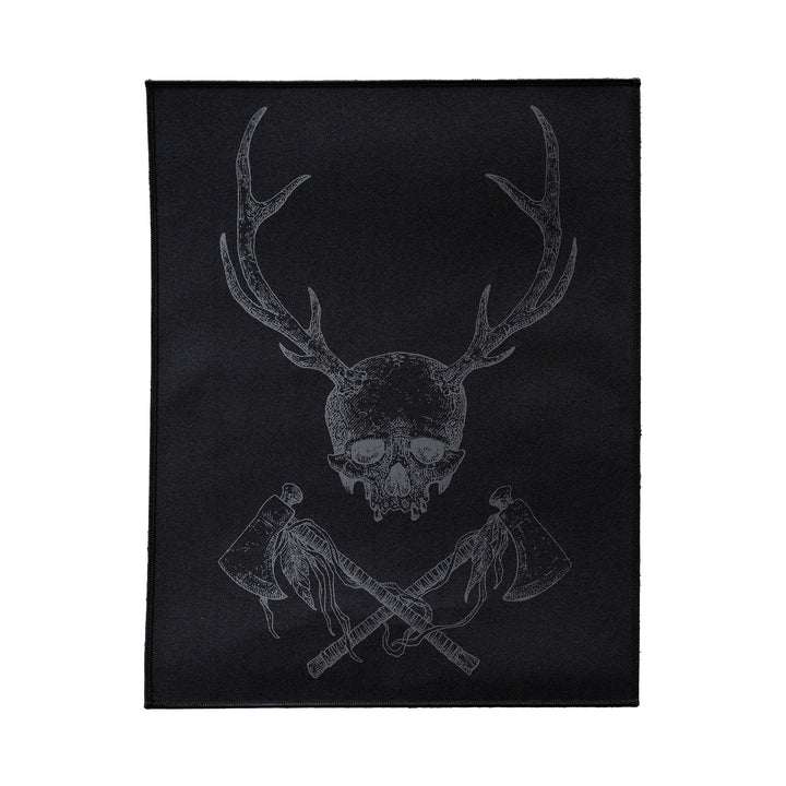 Dark Silver Tomahawk Skull Back Patch