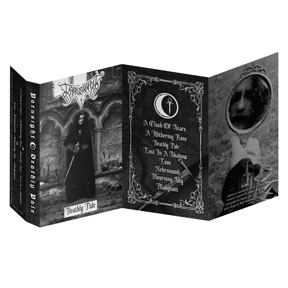 Deathly Pale by Parusight, cassette J-card interior with tracklist