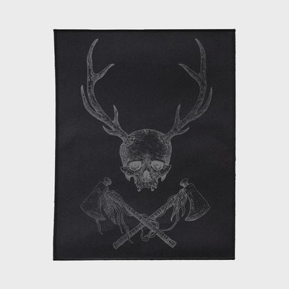 Dark Silver Tomahawk Skull Back Patch